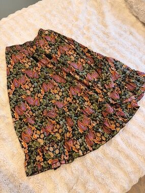 Chelsea & Theodore Black Floral Paisley Tiered Skirt